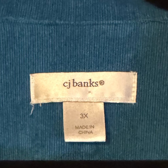 CJ Banks Sz 3X Deep Teal Blue Corduroy Feel Zipper Jacket w/ pockets - Picture 2 of 8